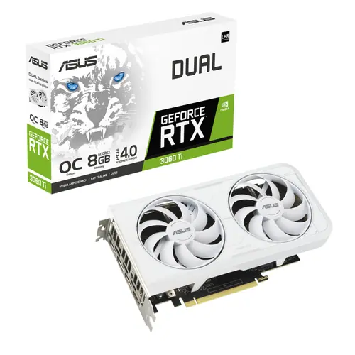 ASUS Dual-RTX3060TI-O8GD6X-WHITE NVIDIA GeForce RTX 3060 Ti 8 GB GDDR6X